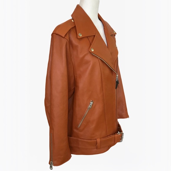 Mackage Jayda Oversized 100% Cow Leather Biker Jacket L/XL - Picture 8 of 17